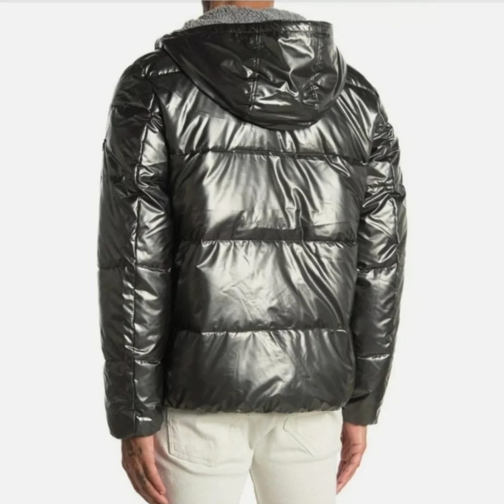 New MICHAEL KORS Size XL Gunmetal Gray Hooded Men's Puffer Jacket MSRP $225